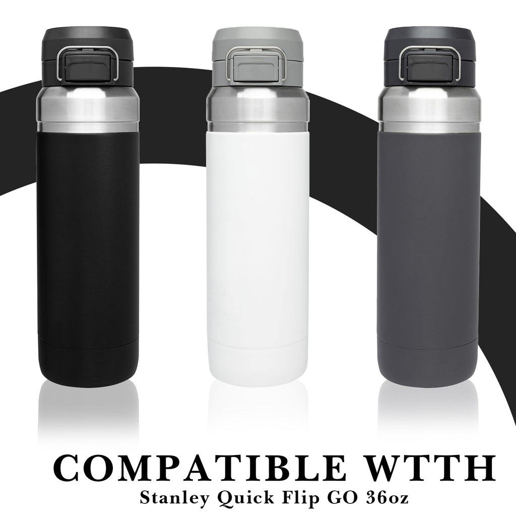 Linkidea 2 Pack Water Bottle Boot Compatible with Stanley Quick Flip GO 36oz, Silicone Waterbottle Bottom Bumper Protector (Clear White)