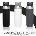 Linkidea 2 Pack Water Bottle Boot Compatible with Stanley Quick Flip GO 36oz, Silicone Waterbottle Bottom Bumper Protector (Clear White)