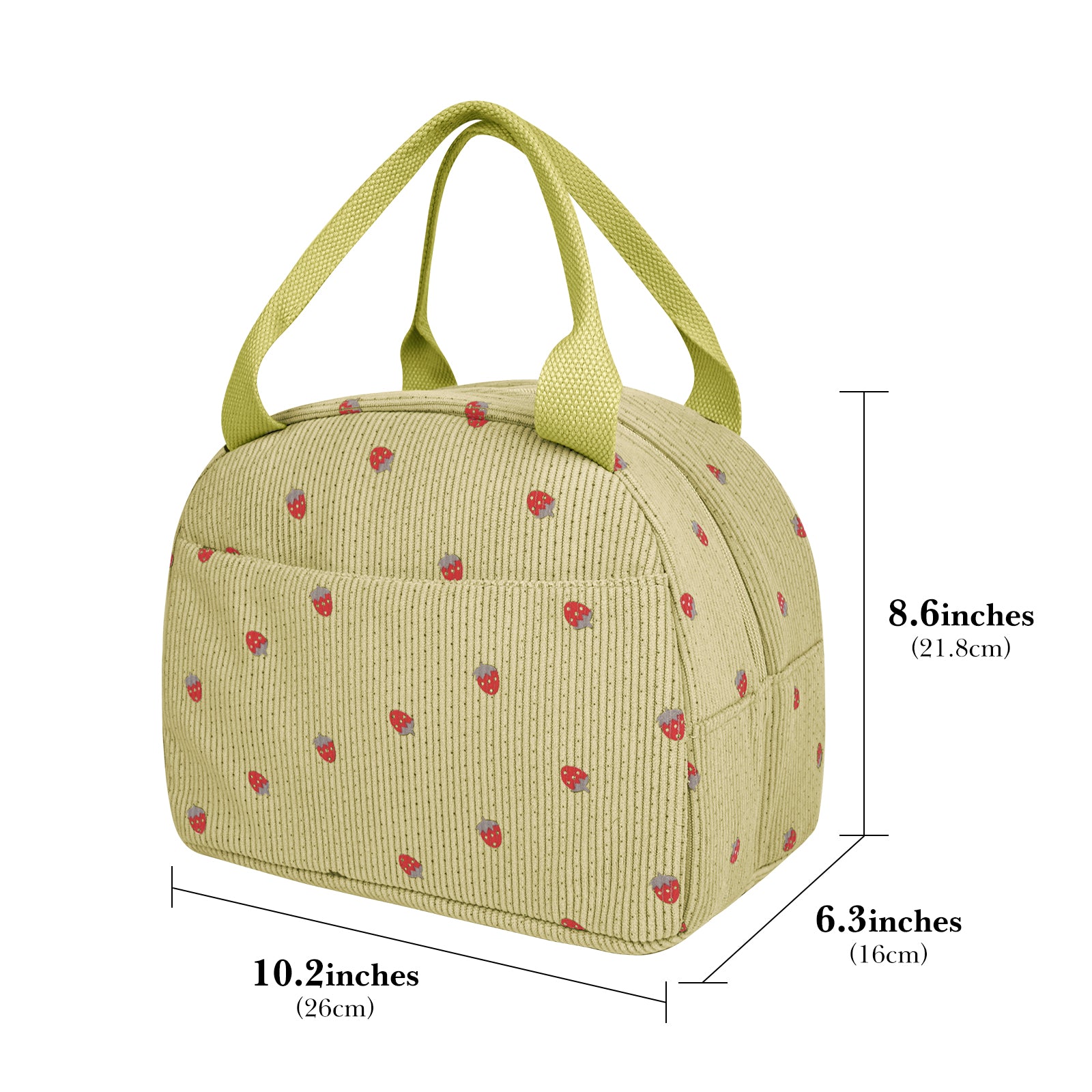 Linkidea Lunch Box for Adult, Corduroy Lunch Bag with Hand Strap, Large Capacity Lunch Bag for Everyday Outings, Compatible with Crock Pot, DUPASU, Aotto, LUNCHEAZE (Green)