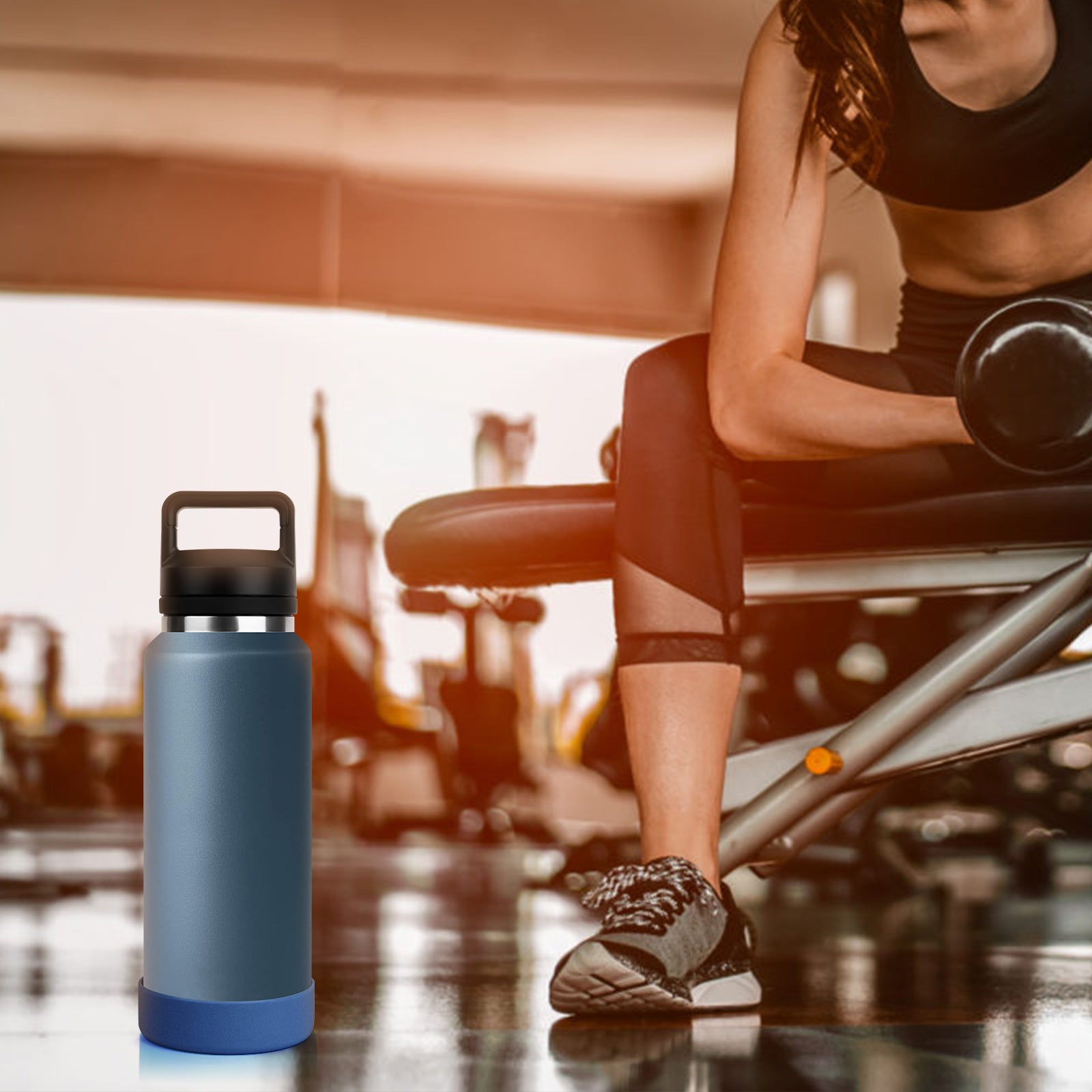 Linkidea Water Bottle Boot Compatible with YETI Rambler Bottle 36oz, Silicone Anti-Slip Water Bottle Bottom Sleeve Cover Protector, Bottle Bumper (Nordic Blue / 2 Pack)