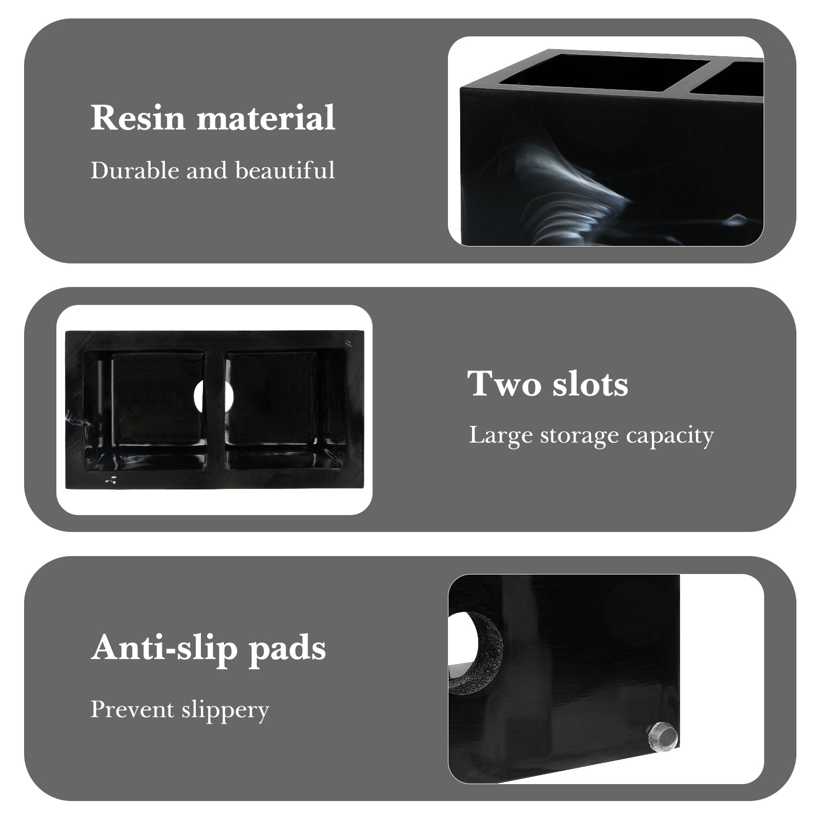 Linkidea Countertop Toothbrush Holder for Bathroom, Resin Brush Stand for Electric Toothbrush and Toothpaste, Organizer Compatible with Oral-B iO Series, Philips Sonicare, Aquasonic(Black)