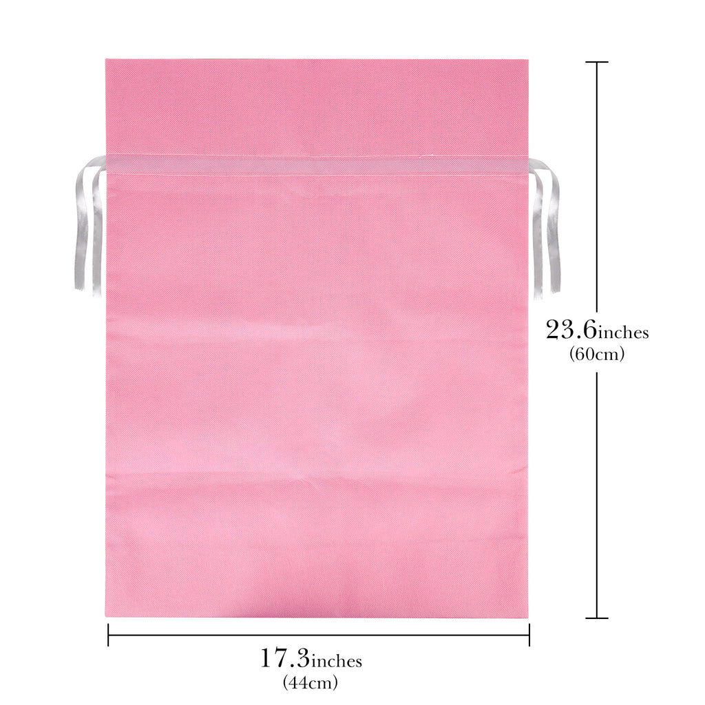 Linkidea 4 Pack Reusable Drawstring Gift Bags, Fabric Party Favor Bags for Birthday, Christmas & Holiday, Toy Storage Pouch for Building Blocks, Bricks & Goodie Bags (Pink)