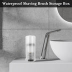 Linkidea 2 Pack Travel Case with Waterproof Holder for Shaving Brushes, Portable Grooming Organizer for Men, Compatible with Large Brush (White)