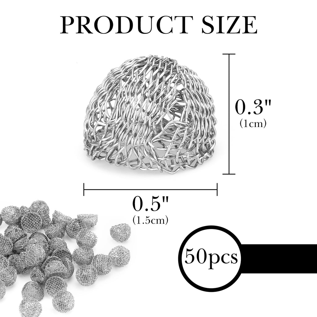 Linkidea 50 Pcs Iron Wire Mesh Pipe Screens, 15mm (0.6 Inch) Dome-Shaped Bowl Filters for Smoking & Herbal Pipes (Silver)