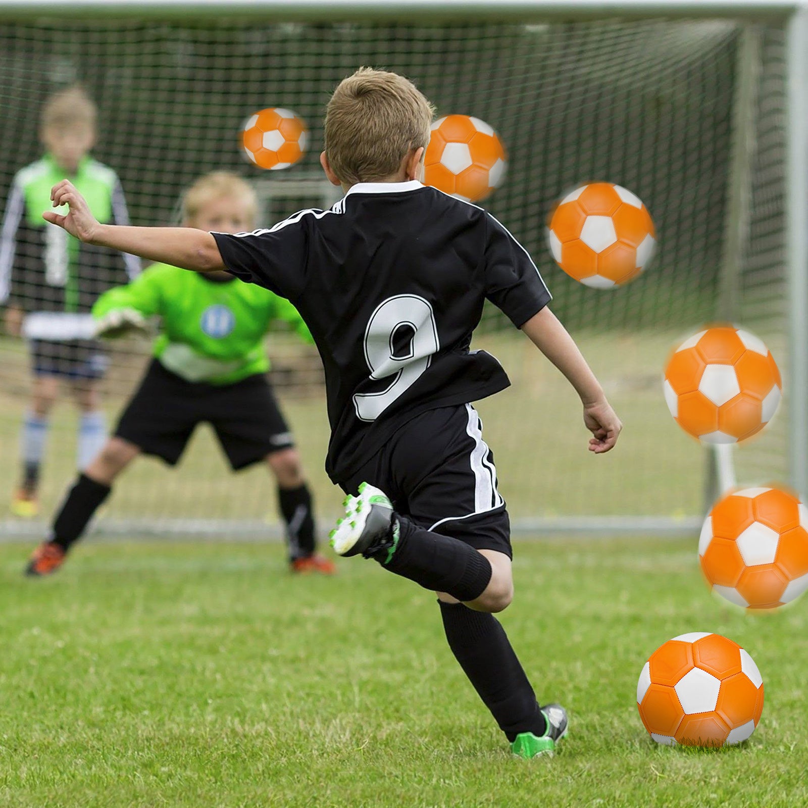 Linkidea Curve Soccer Ball, Size 4 Swerve Soccer Ball for Kids, Youth Football, Kick Curving Like The Pros, Backyard Game Gift for Boys and Girls (Orange)