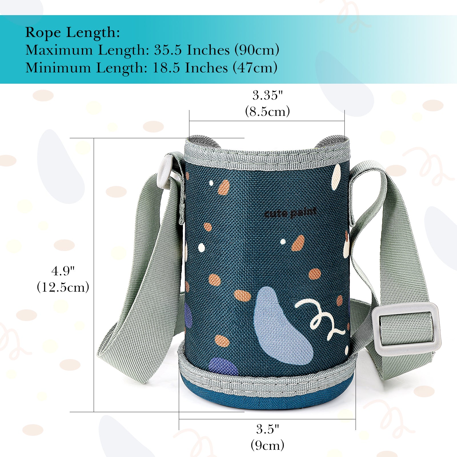 Linkidea Hard Base Water Bottle Carrier with Strap Compatible with CamelBak 12oz/14oz, Contigo 14oz, Waterbottle Sling Bag Holder with Shoulder Strap, Ocean Blue