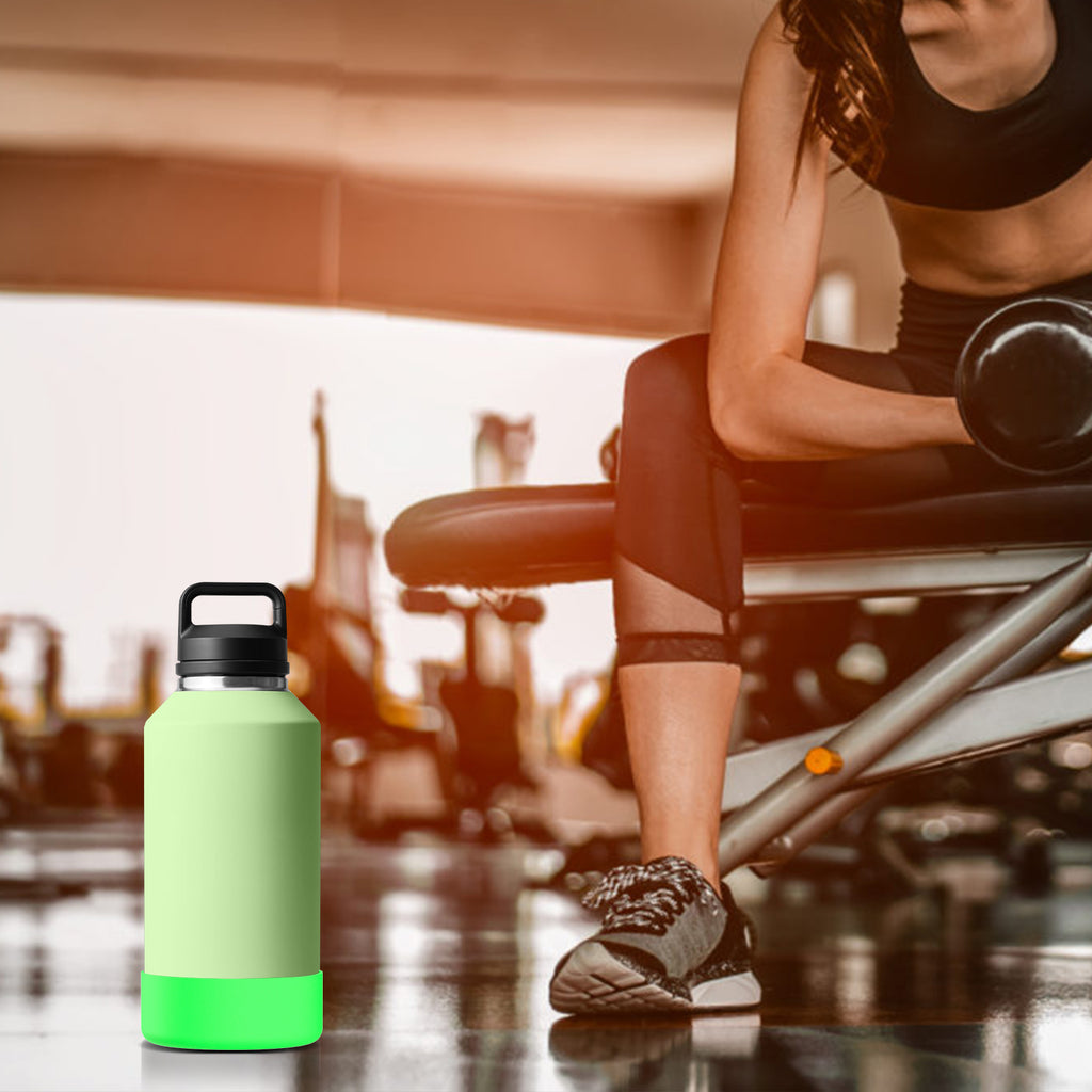 Linkidea Water Bottle Boot Compatible with YETI Rambler Bottle 64oz, Silicone Water Bottle Bottom Sleeve Cover Protector, Waterbottle Bumper (Green)