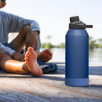 Linkidea 2 Pack Water Bottle Boot Compatible with CamelBak Chute Mag 40oz, Silicone Anti-Slip Waterbottle Bottom Sleeve Bumper Protector (Nordic Blue)