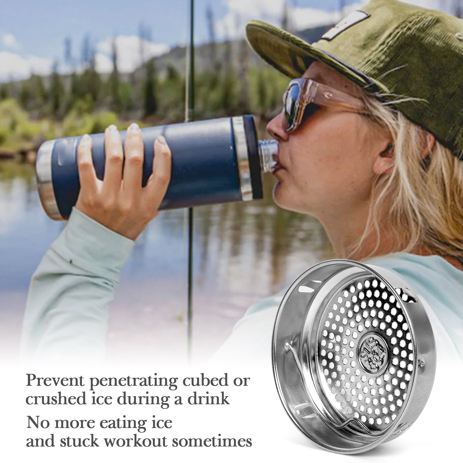 Linkidea 304 Stainless Steel Tea Strainer Compatible with YETI Rambler Bottle 18oz/26oz/36oz/46oz/64oz Chug and MagDock Caps, Ice Strainer Filter Blocker Fruit Stopper, 2 Pack