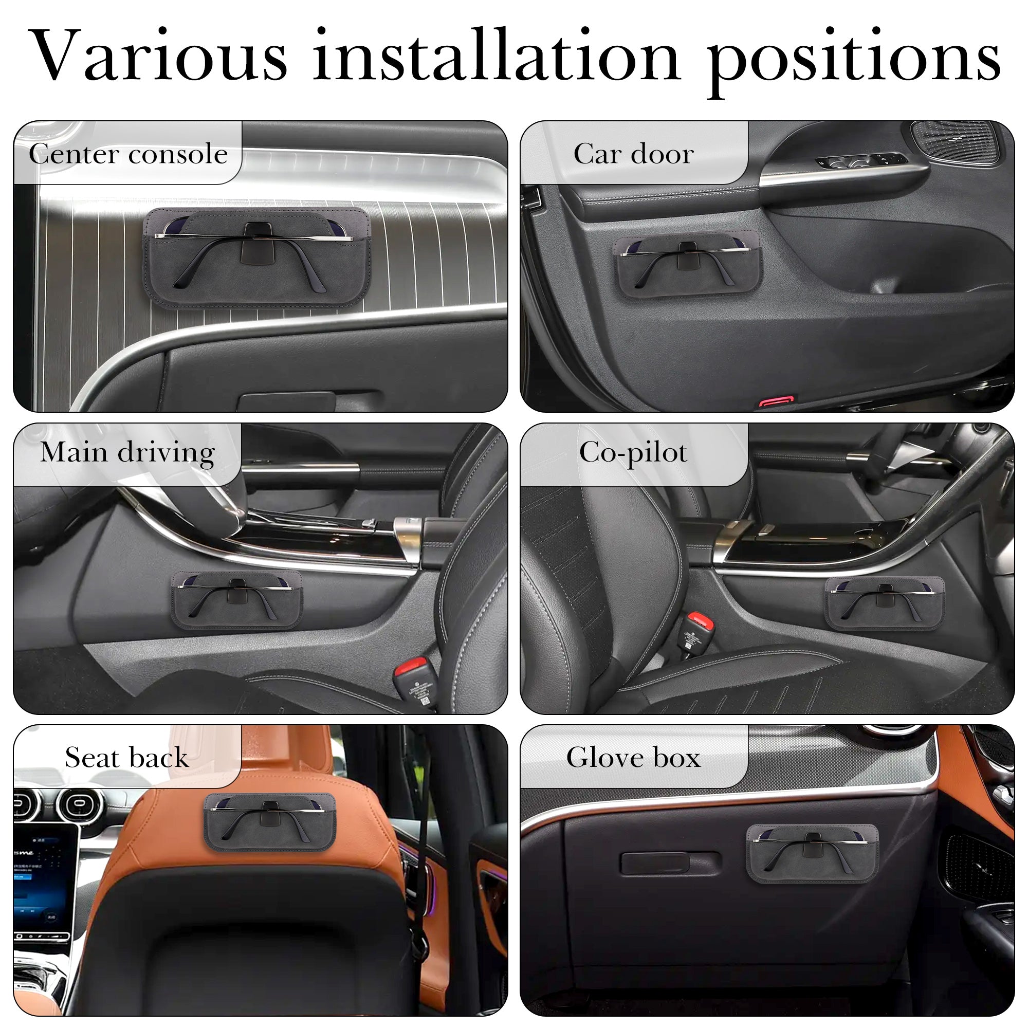 Extra Large Car Sunglasses Holder, Plush Lined Eyewear Storage Auto Accessories with Sided Adhesive Pads , Scratch Protection (Grey)