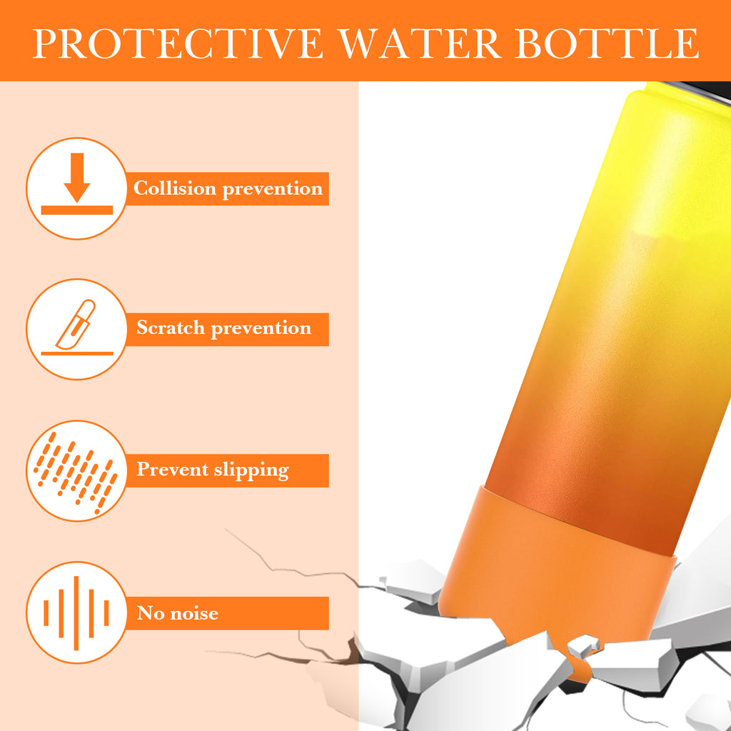 Linkidea 2 Pack Water Bottle Boot Compatible with IRON °FLASK Wide/Narrow Mouth 12oz/14oz/16oz/18oz/20oz/22oz/24oz, Silicone Bottle Bottom Sleeve Cover Bumper Protector (Clementine)