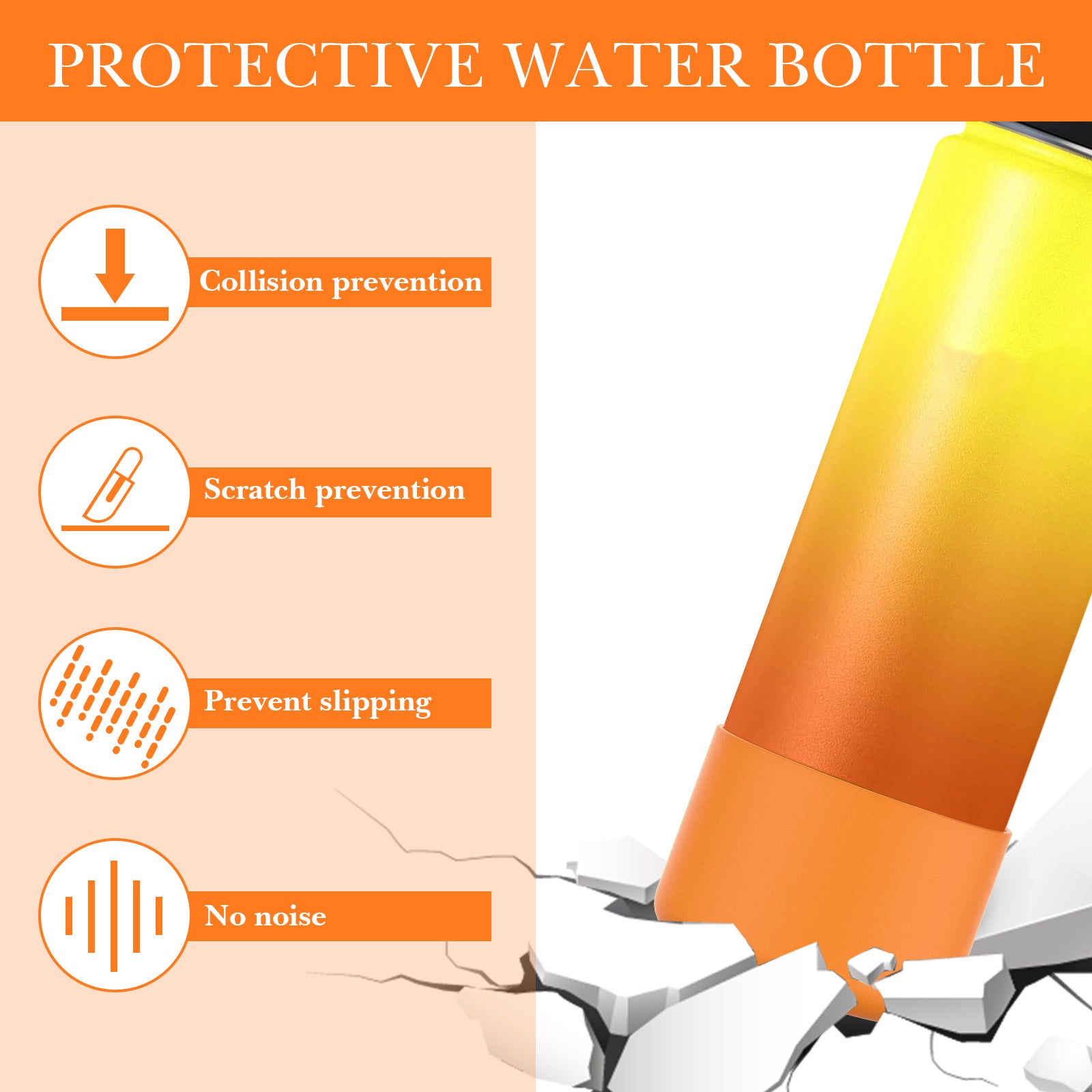 Linkidea 2 Pack Water Bottle Boot Compatible with IRON °FLASK Wide/Narrow Mouth 12oz/14oz/16oz/18oz/20oz/22oz/24oz, Silicone Bottle Bottom Sleeve Cover Bumper Protector (Clementine)