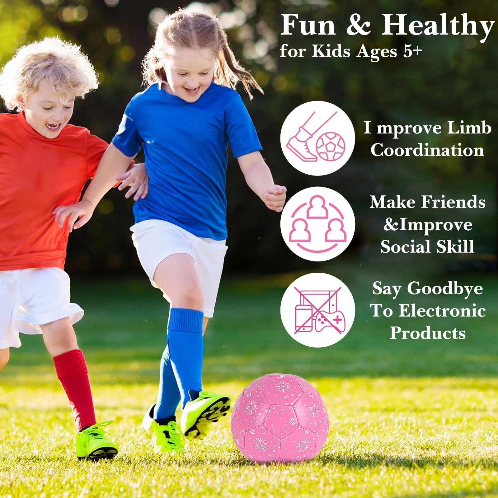 Linkidea Pink Soccer Ball Size 4, Gift for Girls Sports & Outdoor Play