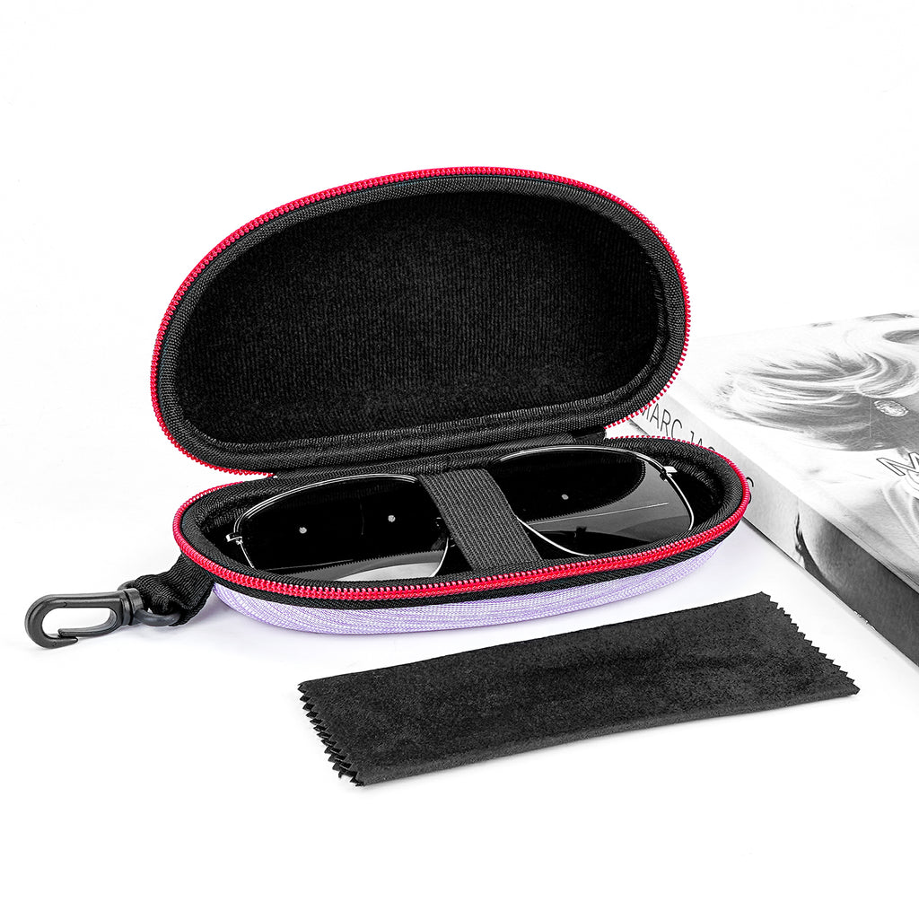 Extra Large Hard Shell Sunglasses Case, Oversized Sun Glasses Storage Bag Pouch Organizer Compatible with Rayban RB3025 RB3717 Gucci GG0595S TOM FORD FT0783 FT1013 (XXL, Purple)