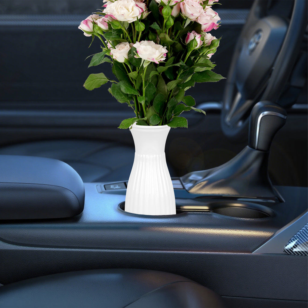 Unbreakable Car Vase for Cup Holder - Durable Plastic Design, Compatible with Most Vehicle Cup Holders, Ideal Decorative Accessory for Cars, Trucks, and SUVs (White)