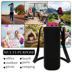 Linkidea Water Bottle Carrier with Shoulder Strap Compatible with Nalgene Sustain Wide Mouth 48oz Bottles, Insulated Neoprene Waterbottle Sling Bag Holder (Black)