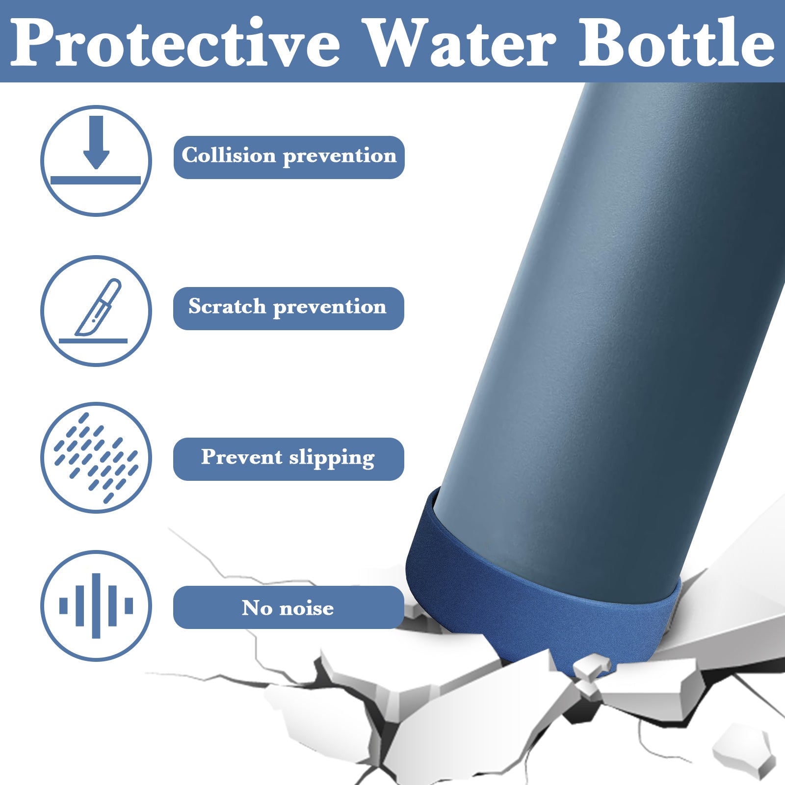 Linkidea 2 Pack Water Bottle Boot Compatible with YETI Rambler Bottle 26oz, Yonder 34oz, Silicone Anti-Slip Bottle Bottom Sleeve Bumper Protector (Nordic Blue)