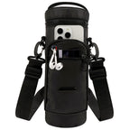 Linkidea Water Bottle Carrier with Strap Compatible with Nalgene Sustain Tritan 48oz, CamelBak, Thick Sports Waterbottle Sling Bag Holder, Shoulder Strap with Phone Pocket, Black