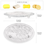 Linkidea Oval Glass Soap Dish with Pebble Design, Countertop Soap Saver for Shower, Bathroom (Clear)