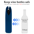 Linkidea Insulated Cooler Bag for Travel, Portable Waterproof Neoprene Grape Wine Bottle Tote, Picnic Beverage Holder with Secure Grip, Compatible with 750 ML Wine Bottle (Blue)