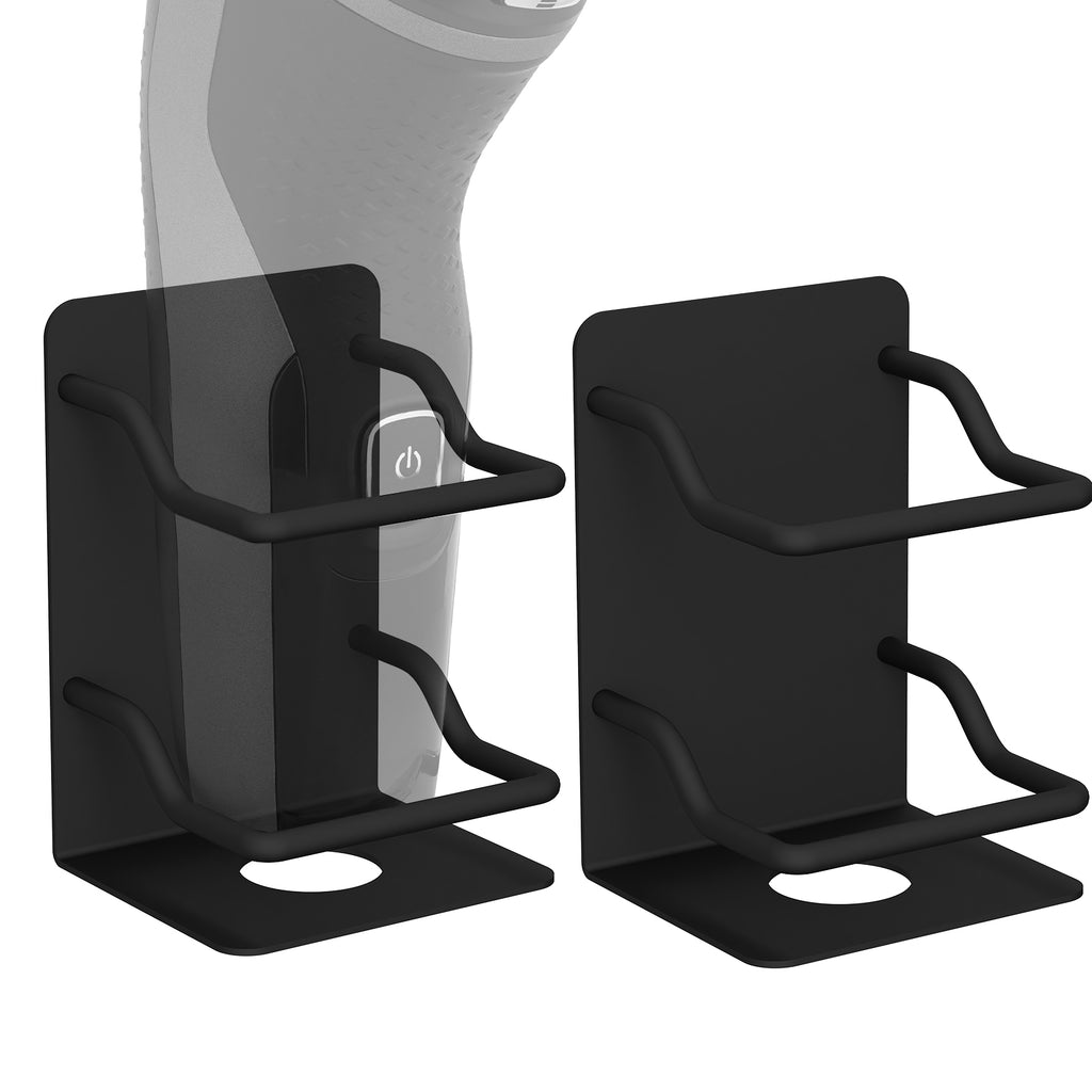 Linkidea 2 Pack Electric Shaver Holders for Shower, Stainless Steel Wall Mount Razor Hanger with Drainage, Fits Shaving Handles up to 1.8", Compatible with Philips Shaver 2400 (Black)