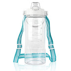 Linkidea 55oz Tritan Water Bottle with Strap & Handle, Reusable Sports Waterbottle with Time Marker, Portable Large Water Bottles for Gym Fitness Outdoor, Shoulder Strap (White & Clear)