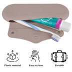 Linkidea Manual Toothbrush Travel Case with Magnetic Snap, Compatible with Colgate ExtraClean, Oral-B CrossAction, Silicone Toothpaste Carrying Bag, Portable Protective Storage Box (Khaki)