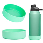 Linkidea 2 Pack Water Bottle Boot Compatible with CamelBak Chute Mag 40oz, Silicone Anti-Slip Waterbottle Bottom Sleeve Bumper Protector (Light Green)