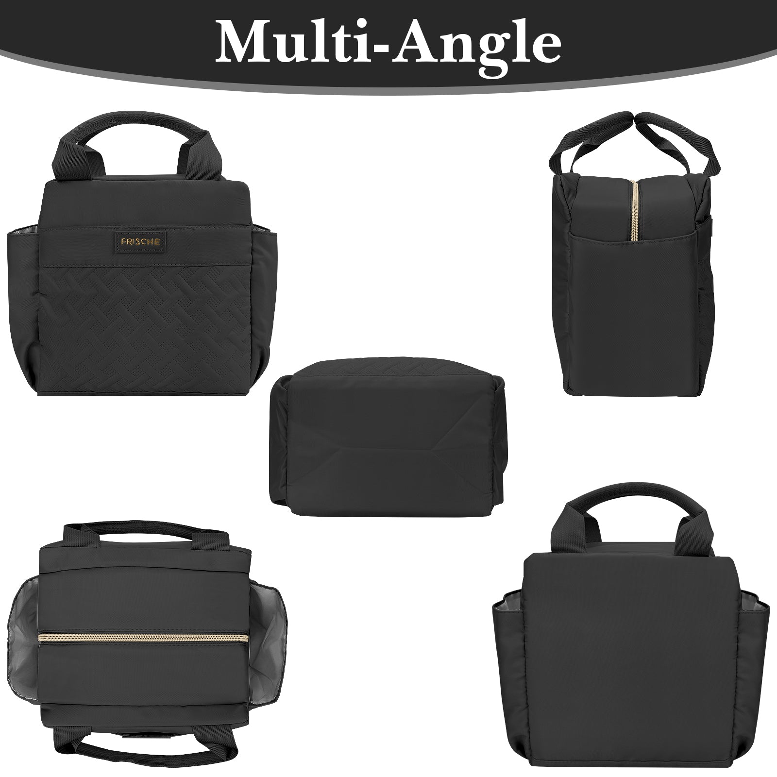 Linkidea Lunch Bag for Women, Large Leak Proof Lunch Tote Cooler, Lunch Tote Bag with Bottle Holder and Side Pockets, Compatible with NatraProw, LOVINA, Caperci (Black)