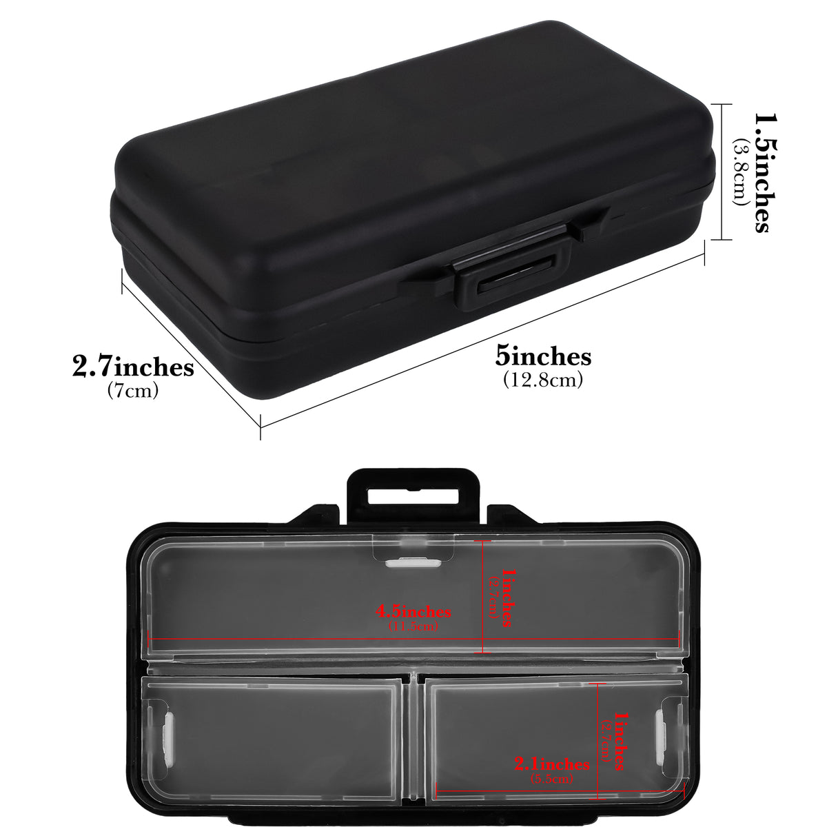 Linkidea Multi-Compartment Travel Case with Individual Clear Lids, Electronic Accessories Organizer for Cables, Earbuds, Chargers, and Small Crafts (Black)