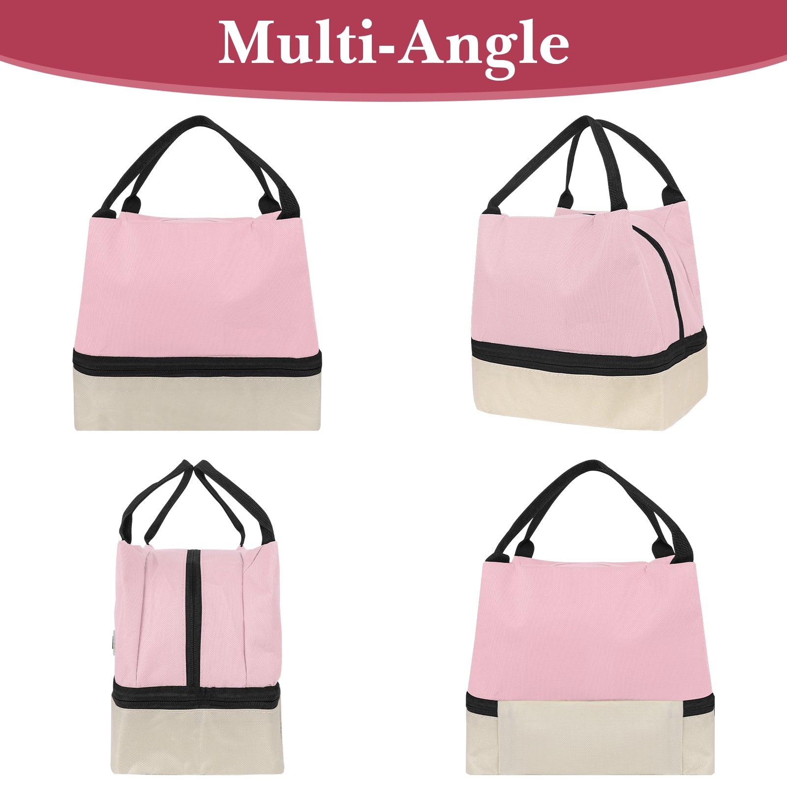 Linkidea Encrypted Oxford Cloth Lunch Bag, Large Capacity Reusable Insulated Lunch Bag for Picnic or Travel, Compatible with B.Box, Sunhanny, Pedeco, QQKO, Xgxn Lunch Box (Pink)