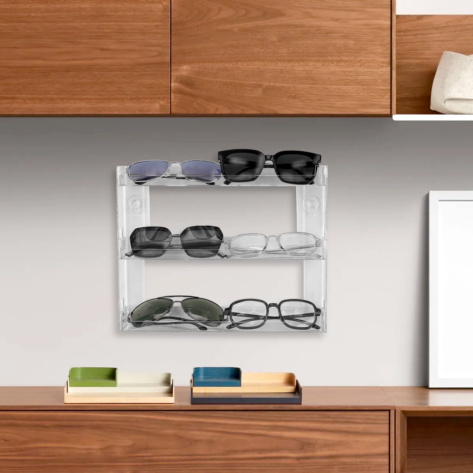 Extra Large Sunglasses Organizer Storage, Wall Mount 3-Layer Splicing Spectacle Holder, Eyewear Display Rack Compatible with Persol PO3352S/PO3328S RayBan RBS0101S/RB8097/RB8089
