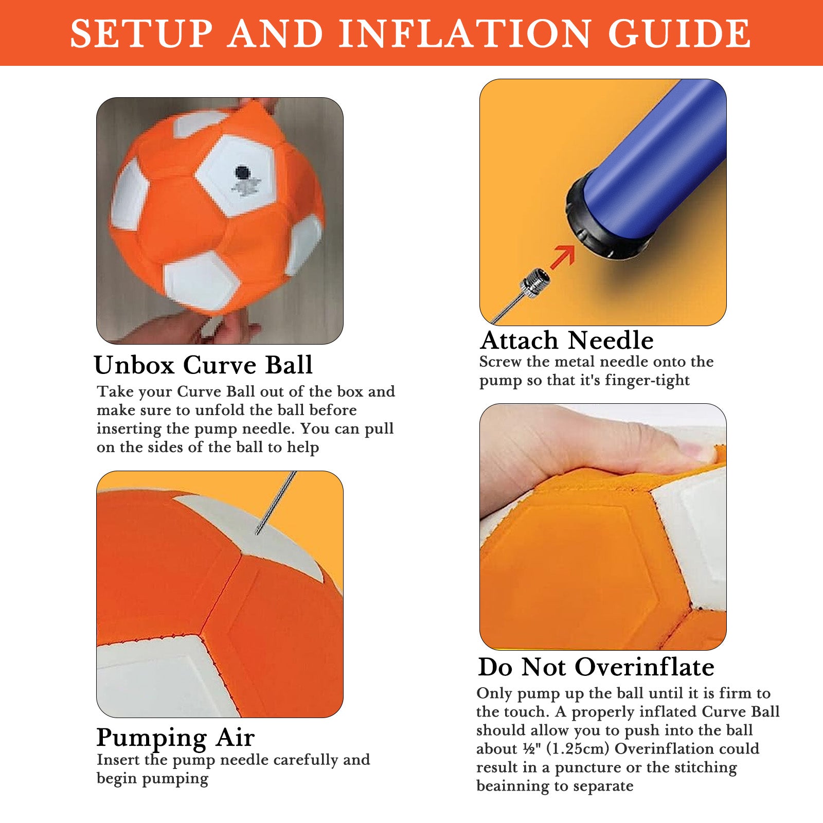 Linkidea Curve Soccer Ball, Size 4 Swerve Soccer Ball for Kids, Youth Football, Kick Curving Like The Pros, Backyard Game Gift for Boys and Girls (Orange)