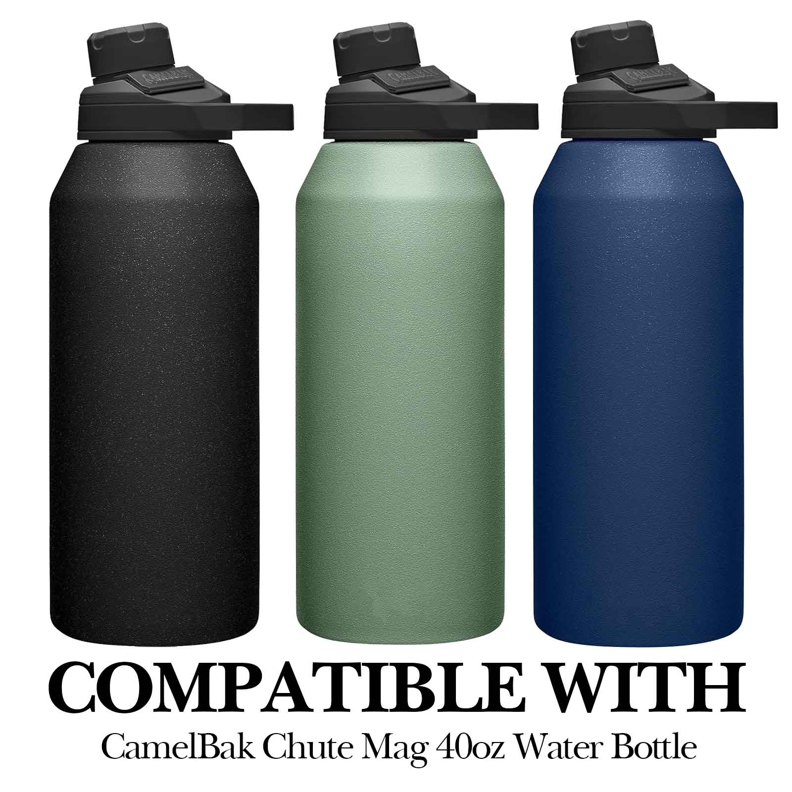 Linkidea 2 Pack Water Bottle Boot Compatible with CamelBak Chute Mag 40oz, Silicone Anti-Slip Waterbottle Bottom Sleeve Bumper Protector (Nordic Blue)