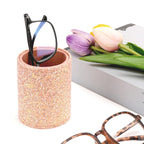 Eyeglasses Desk Holder Stand, Vegan Leather Lined Reading Glasses Holder for Nightstand Office Desk Organizer (Pink)