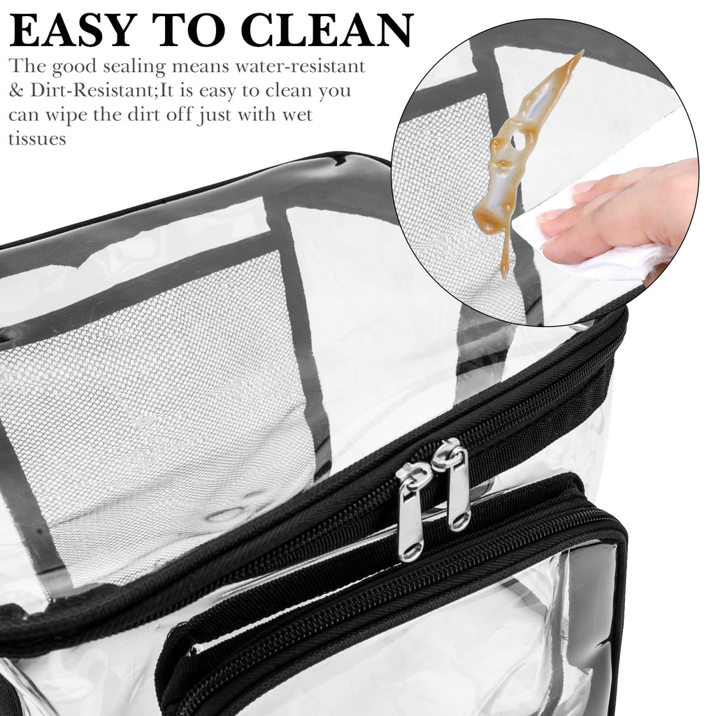 Linkidea Lunch Box for Adult, Transparent Lunch Bag with Shoulder Strap, Large Capacity Lunch Bag for Everyday Outings, Fits to Picnic and Daily Use (Black)