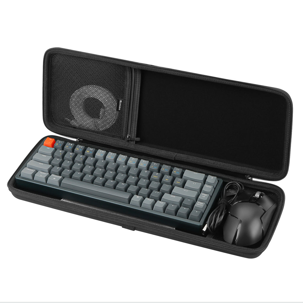 Linkidea Hard Travel Keyboard Case for Compact 60% Keyboard and Mouse, 61 Keys Carrying Protective Storage Box Bag, Compatible with Razer Huntsman Mini 60%, HyperX Alloy Origins 60