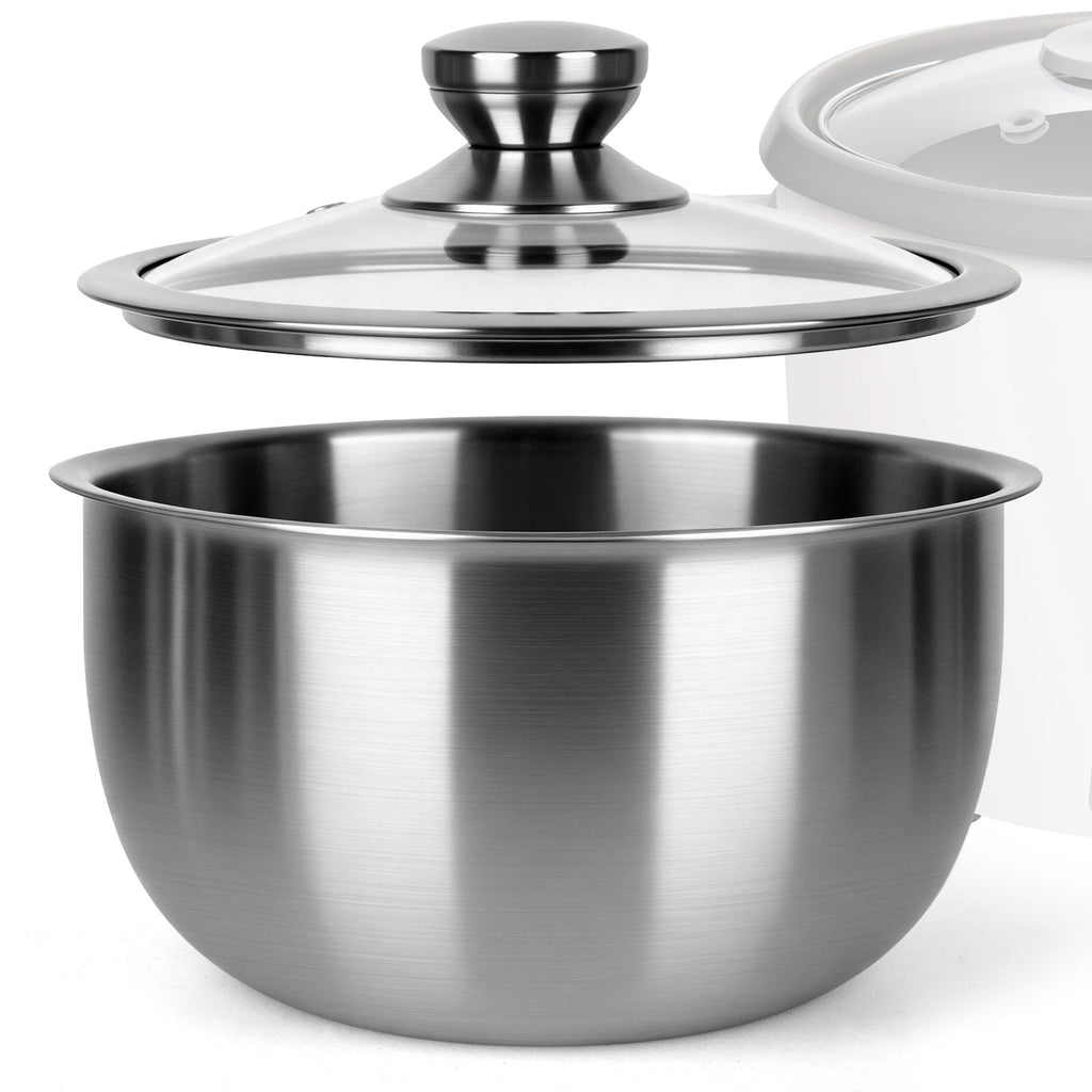 Linkidea 316 Stainless Steel Inner Pot Replacement Compatible with Zojirushi NHS-10 Rice Cooker, 6-Cup Cooking Bowl with Glass Lid, No Coating, Dishwasher Safe
