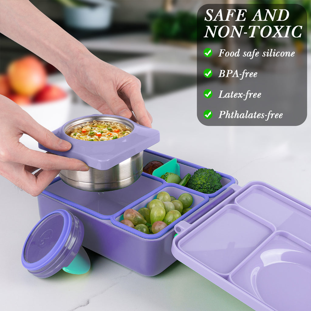 Linkidea 4 Pcs Silicone Seal Replacement, Exact Fit Lid Seal Gasket Compatible with OmieBox, Leakproof Food Safe Parts & Accessories for Bento Box (Purple)