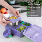 Linkidea 4 Pcs Silicone Seal Replacement, Exact Fit Lid Seal Gasket Compatible with OmieBox, Leakproof Food Safe Parts & Accessories for Bento Box (Purple)