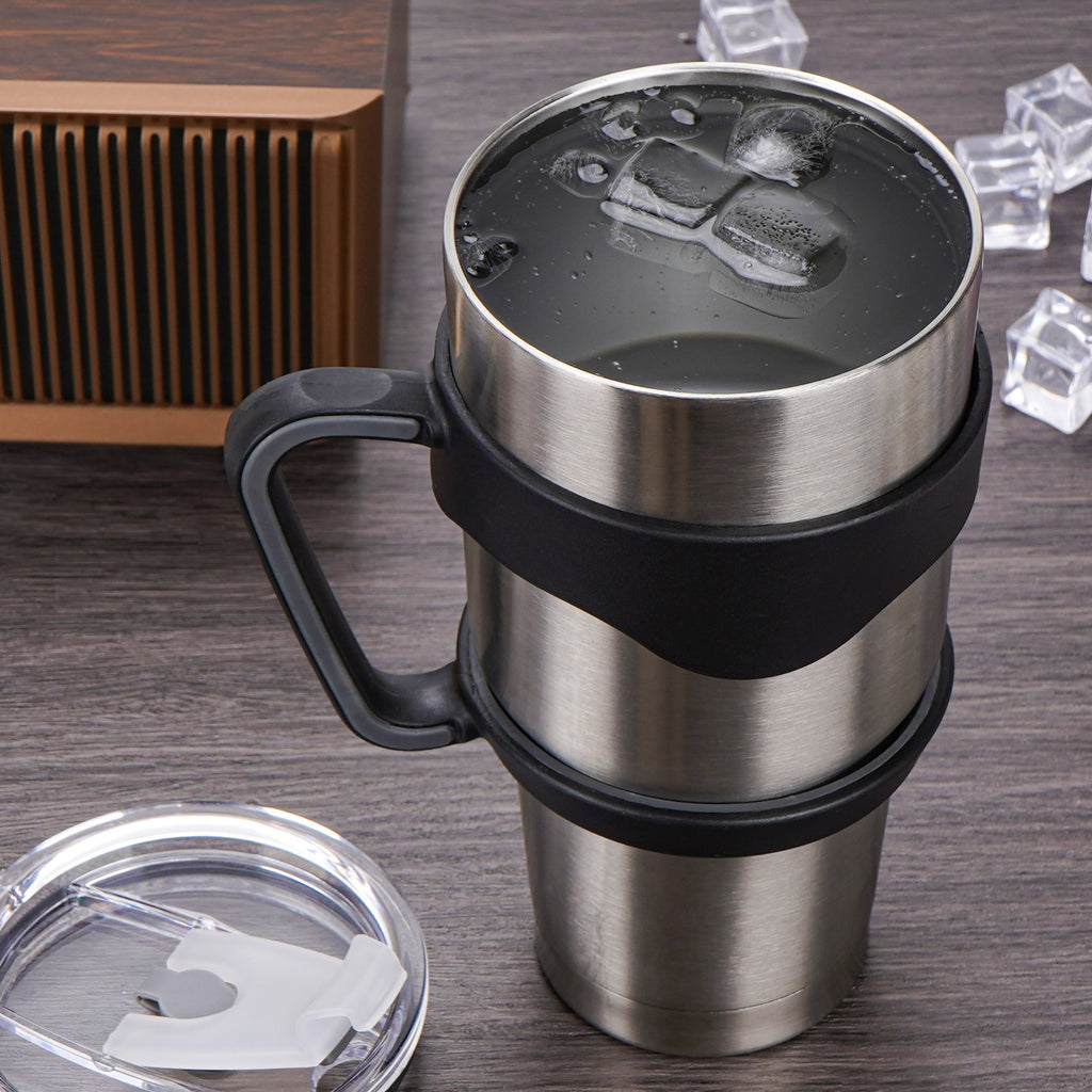Linkidea Tumbler Handle Compatible with 30oz YETI Rambler, OZARK TRAIL Tumbler, Portable Anti Slip Travel Mug Grip, Black