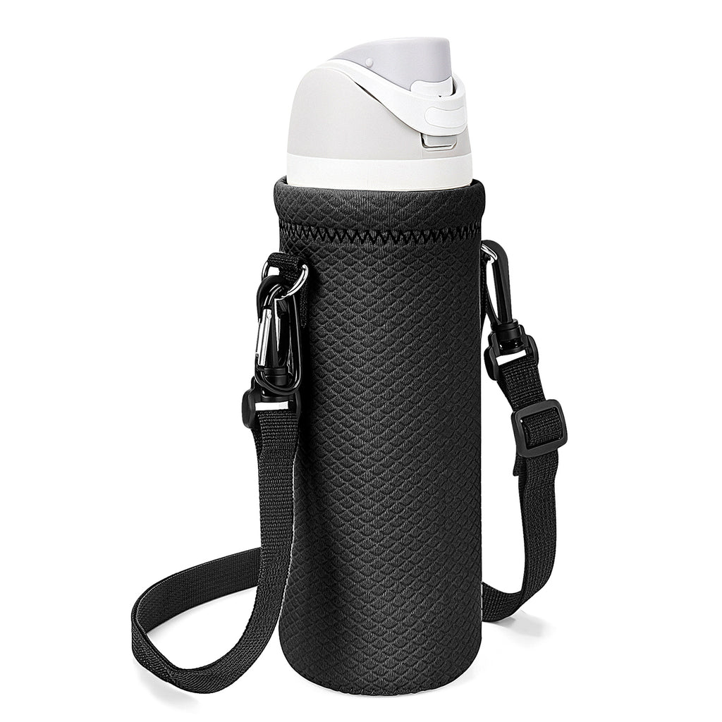 Linkidea Water Bottle Carrier with Strap Compatible with Owala FreeSip 24oz, Twist 24oz, Potter 24oz Bottle, Neoprene Waterbottle Sling Bag Holder, Black