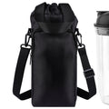 Linkidea Blender Storage Bag, Portable Drawstring Bottle Holder with Shoulder & Hand Strap, Travel Shaker Container Pouch Compatible with 24-32 oz Bottles (Black)