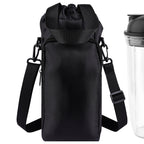 Linkidea Blender Storage Bag, Portable Drawstring Bottle Holder with Shoulder & Hand Strap, Travel Shaker Container Pouch Compatible with 24-32 oz Bottles (Black)