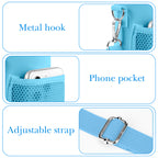 Linkidea Water Bottle Carrier with Strap Compatible with Stanley Quick Flip GO 24/36oz, IceFlow Fast Flow 24/36oz, Waterbottle Sling Bag Holder, Shoulder Strap with Phone Mesh Pocket, Blue