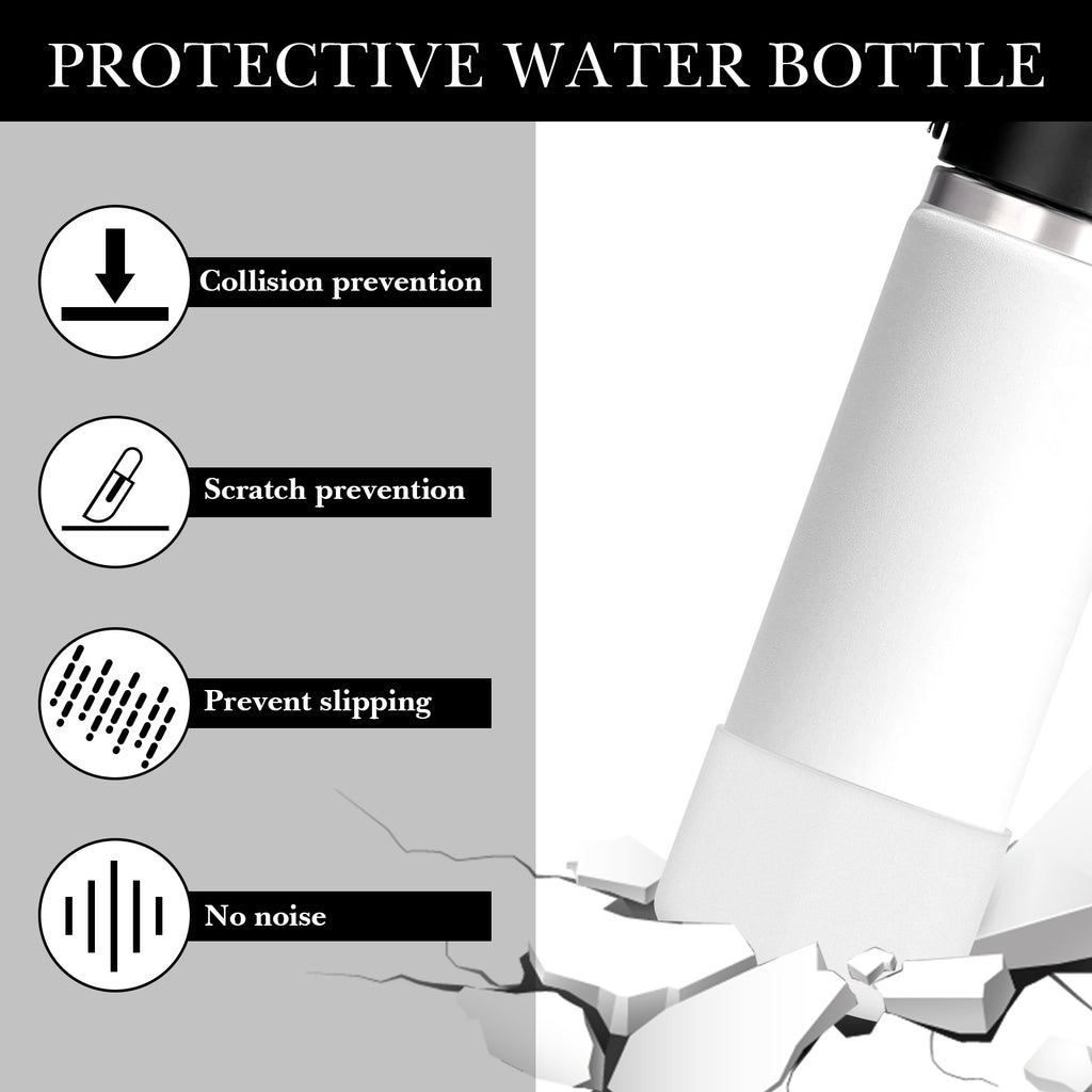 Linkidea 2 Pack Water Bottle Boot Compatible with Hydro Flask Wide Mouth 12oz/14oz/16oz/18oz/20oz, Silicone Bottle Bottom Sleeve Bumper Protector (White)