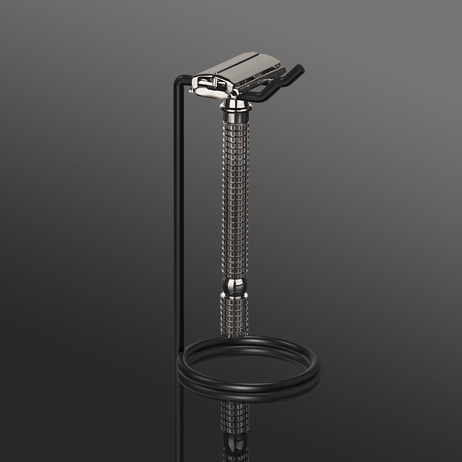 Linkidea Stainless Steel Safety Razor Stand, Men's Travel Shaving Razor Holder, Compatible with Gillette Fusion 5 Long Handle Safety Razor (Black)