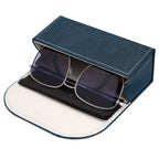 Extra Large Sunglasses Pouch Case, Blue Vegan Leather Eyewear Organizer Soft Bag Compatible with Rayban RB4401D/RBS0101S/RB8097/RB8089/RB4098
