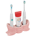 Linkidea Countertop Electric Toothbrush Holder for Bathroom, Bowtie Ceramic Vanity Organizer Stand Compatible with Oral-B iO Series, Philips Sonicare ProtectiveClean (Pink)