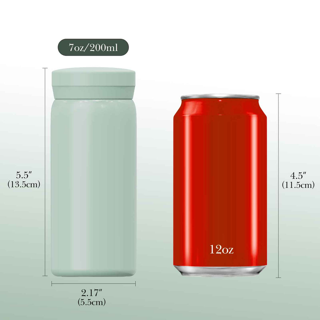 Linkidea 7oz (200ml) Mini Water Bottle, Vacuum Insulated Stainless Steel Bottle for Hot & Cold Drinks, Spill-Proof Small Bottle Fit Handbag, Purse and Pocket (Green)